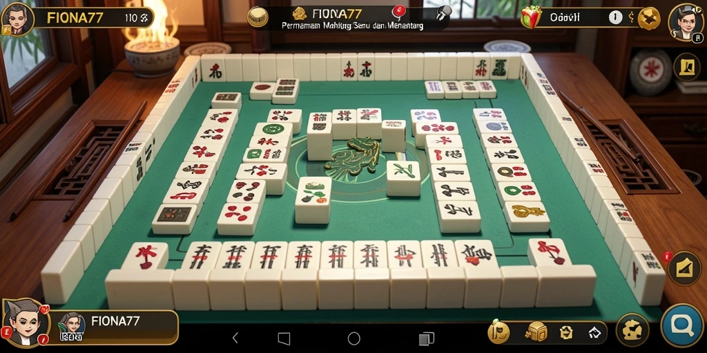Tampilan gameplay FIONA77 yang menarik dengan papan Mahjong.