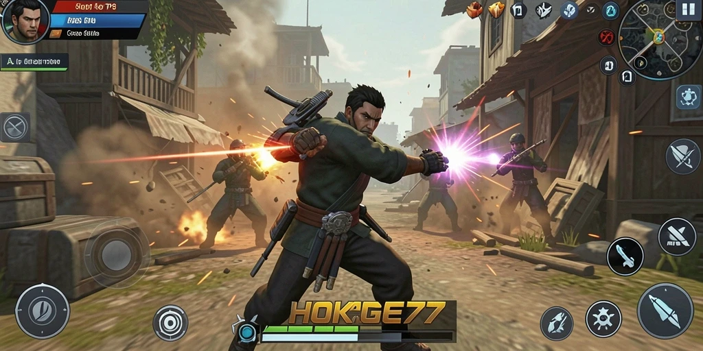 Tampilan menarik gameplay HOKAGE77 dengan aksi TPS yang mendebarkan.