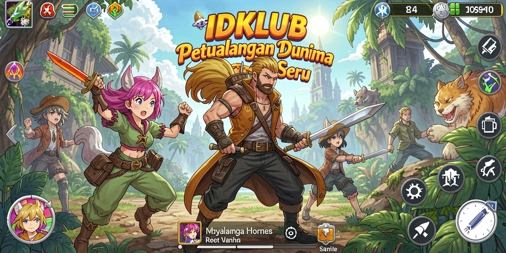 Screenshot IDKLUB menampilkan aksi bertempur karakter anime secara dinamis.