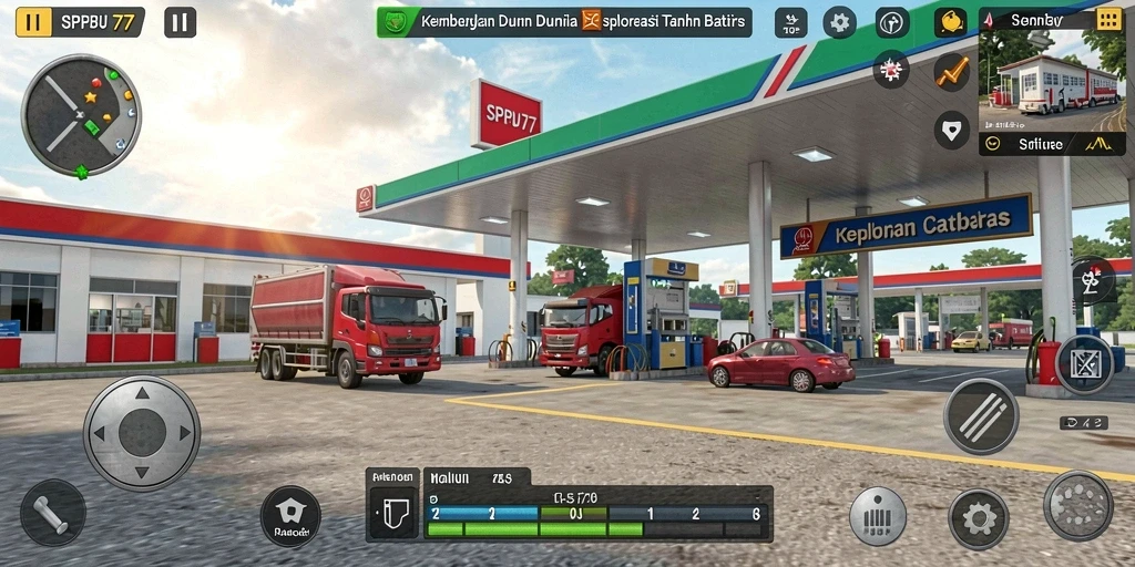 Tampilan gameplay SPBU77 yang menampilkan eksplorasi dunia terbuka.