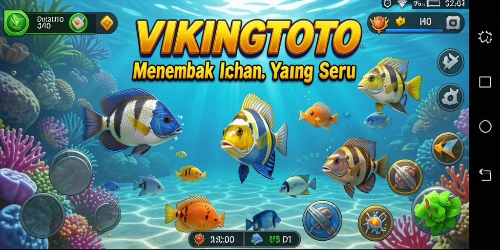 Screenshot gameplay VIKINGTOTO menampilkan aksi menembak ikan yang seru.